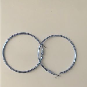 medium sized blue chrome hoops